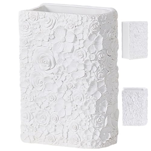 HOLOLA Hand-Carved 3D Book Vase - Decorative White Flowers Vases for Home & Office, Unique Bookend Vase for Bookshelves, Artificial Floral Display, Gift for Book Lovers (Home Decor, Desk Decor) - Image 1