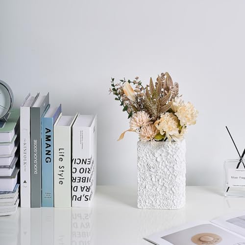 HOLOLA Hand-Carved 3D Book Vase - Decorative White Flowers Vases for Home & Office, Unique Bookend Vase for Bookshelves, Artificial Floral Display, Gift for Book Lovers (Home Decor, Desk Decor) - Image 5