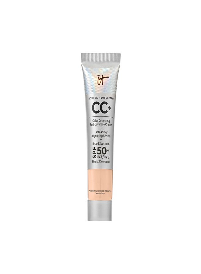 IT Cosmetics CC+ Cream Travel (Light Neutral) - Natural Full Coverage Foundation With SPF 50+, Color Corrector & Anti-Aging Hydrating Serum, Hyaluronic Acid + Peptides, Up To 24H Wear - 0.4 fl oz - Image 1
