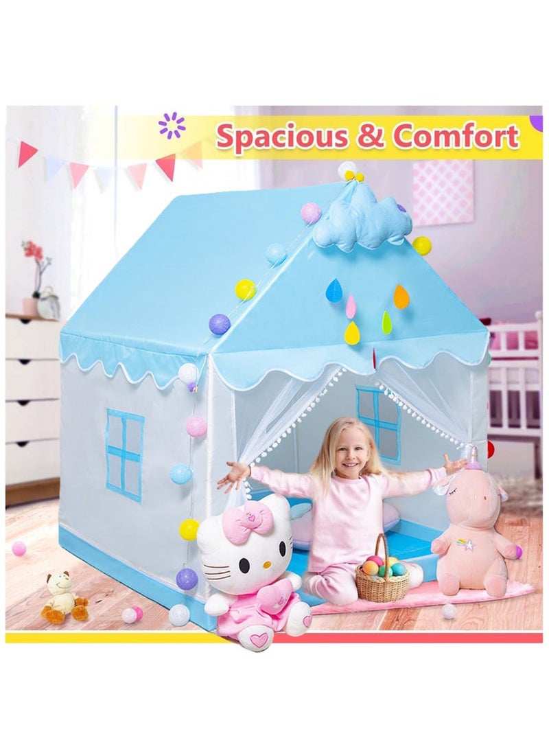 Paka Rabbit Large Kids Playhouse, Children's Game Tent With Star Lights, Ball Lights, Colorful Flags And Butterfly Decorations For Kids, Indoors Outdoors Activity Center For Girls Boys（Size 51" x 47" x 41") - Image 3