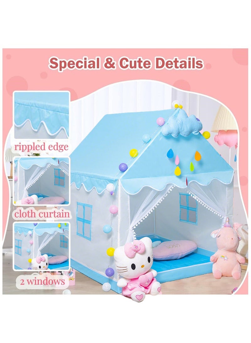 Paka Rabbit Large Kids Playhouse, Children's Game Tent With Star Lights, Ball Lights, Colorful Flags And Butterfly Decorations For Kids, Indoors Outdoors Activity Center For Girls Boys（Size 51" x 47" x 41") - Image 2