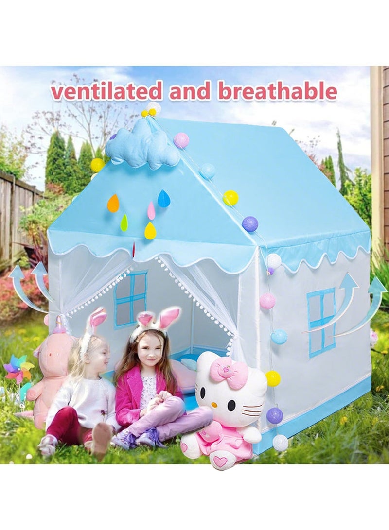 Paka Rabbit Large Kids Playhouse, Children's Game Tent With Star Lights, Ball Lights, Colorful Flags And Butterfly Decorations For Kids, Indoors Outdoors Activity Center For Girls Boys（Size 51" x 47" x 41") - Image 4