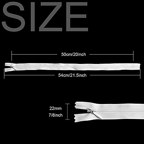 Renashed 45pcs 21.5 Inch Nylon Invisible Zippers for Tailor Sewer Sewing Craft Crafter's Special (White) - Image 2