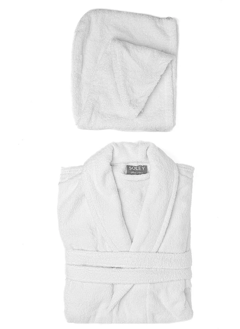 Soley | Maida | Extra Soft 100% Cotton Hair Cap & Women's Bathrobe Set