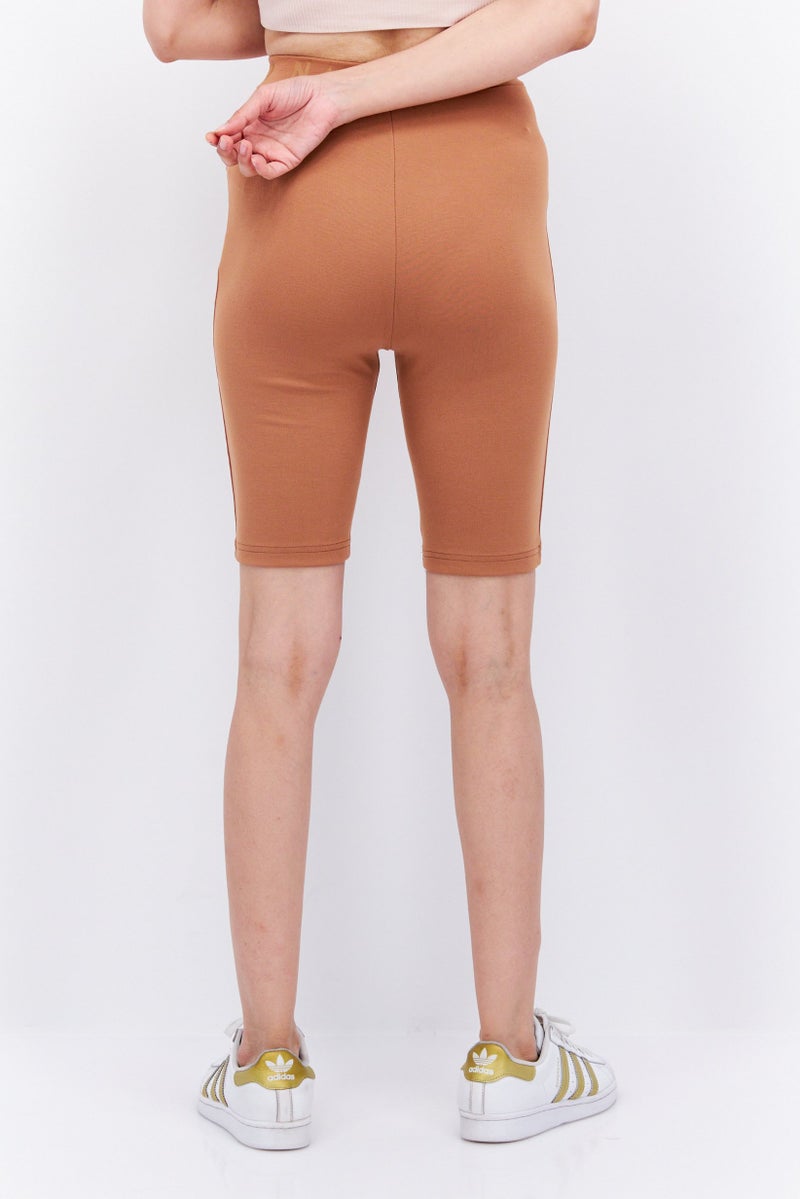 NA-KD Women Brand Logo Slim  Shorts, Brown - Image 2
