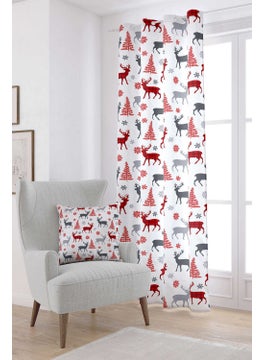 Cango Home Red Gray Christmas Themed Digital Printed Curtain CGH797-PR  - Image 1