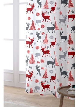 Cango Home Red Gray Christmas Themed Digital Printed Curtain CGH797-PR  - Image 2