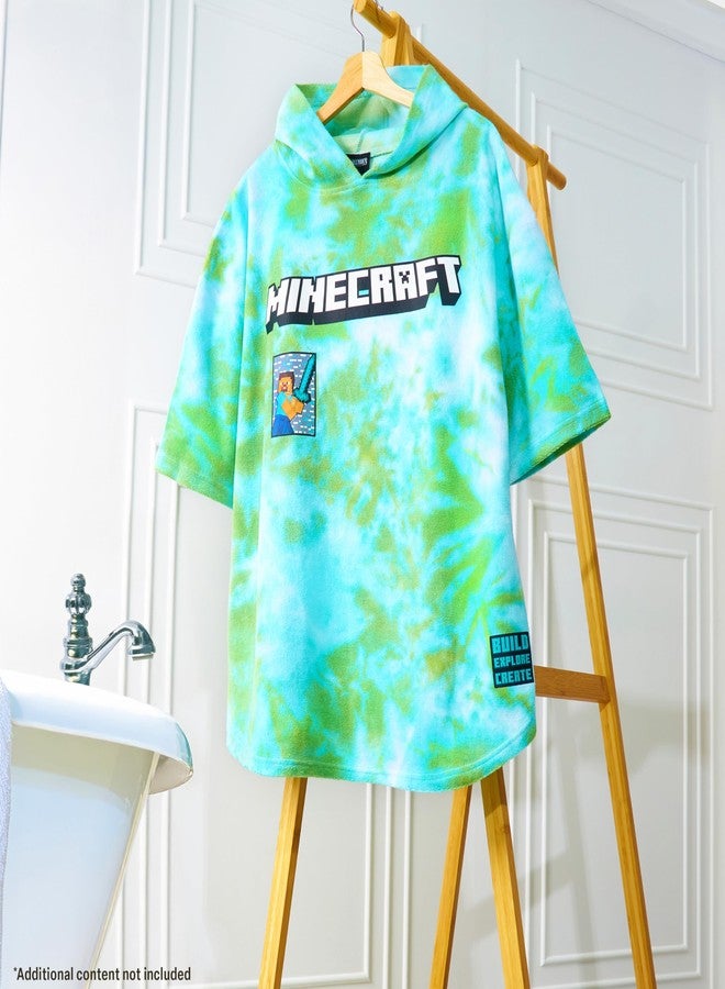 MINECRAFT بونشو ماينكرافت للأطفال والمراهقين، مناشف حمام بغطاء رأس، مناشف شاطئ ماصة (أخضر تيدي، 6-9 سنوات) - Image 5