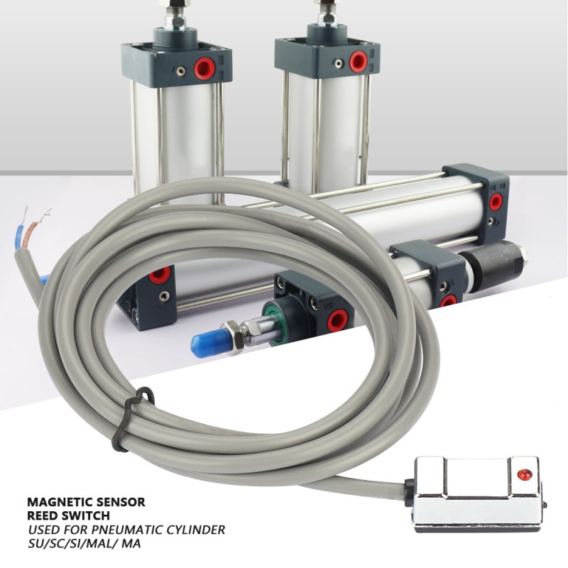 Magnetic Reed Switch: 100% Brand New, Strong Overload Capacity, High Sensitivity - Easy To Wire Pneumatic Cylinder Sensor for SU/SC/SI/MAL/MA Air Cylinders - Image 1