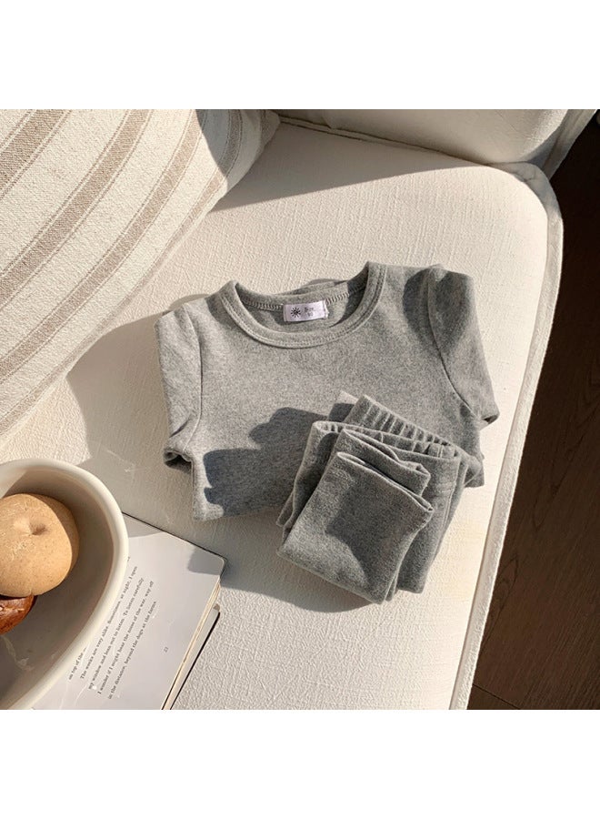 Category A Autumn And Winter New Warm Kidsren's Pajamas Set Autumn Clothes Autumn Pants Home Clothes Korean Style Kidsren's Candy Kidsren's Clothing