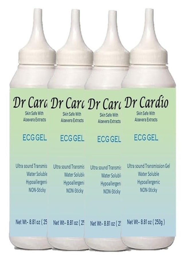 Dr Cardio جل دكتور كارديو للموجات فوق الصوتية/تخطيط القلب الكهربائي، آمن على البشرة ومختبر ميكروبيولوجيًا للاستخدام مع الموجات فوق الصوتية | تخطيط القلب الكهربائي | دوبلر | التصوير بالموجات فوق الصوتية | العلاج الطبيعي، عبوة من 4 زجاجات (250 مل) - Image 1