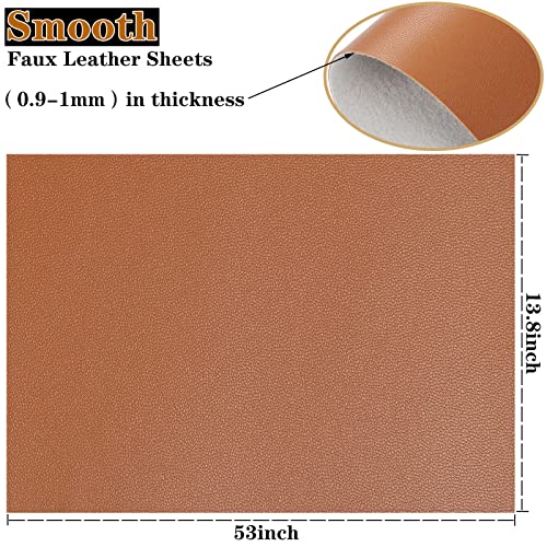CDY Smooth Faux Leather Sheets 13.8"X53" Solid Color Faux Leather Fabric Roll Perfect for Making Earrings, Bows,Bags,DIY Crafts (Brown - 2) - Image 3