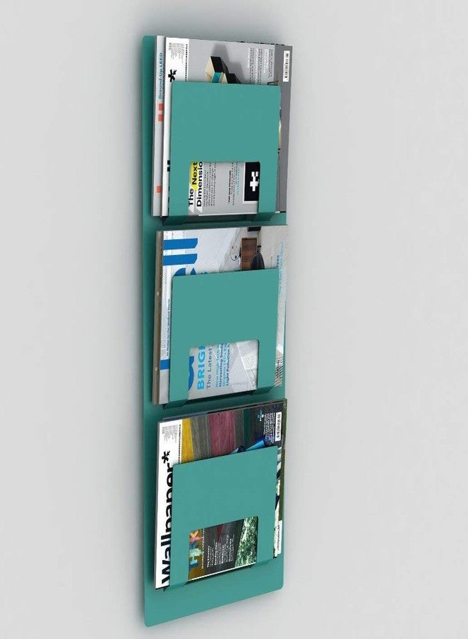 INDIAN DECOR 10004 Three Tier Magazine Holder Metal (Royal Green) - Image 1