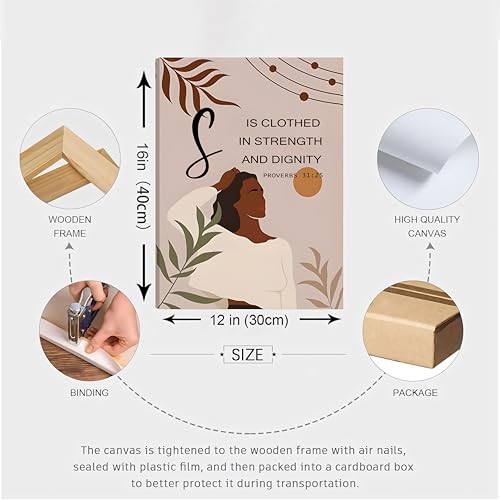ANVOTIG Framed Black Woman Bible Verses Wall Art Set of 3 Boho African American Christian Scripture Decor with Inspirational Quotes, Proverbs Prints for Women Prayer Room Office Home 12x16 Inch - Image 3