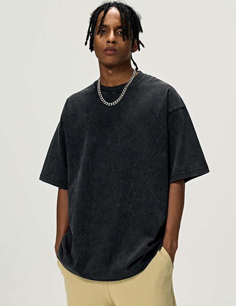 Arssm 3 Pack Men Oversized T Shirts Vintage Tee Loose Fit Short Sleeve Casual Streetwear Baggy Washed Unisex Tops(BlackArmyBeige-L) - Image 4
