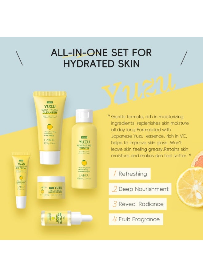 لايكو مجموعة العناية بالبشرة يوزو راديانس من لايكو - مجموعة للعناية بالبشرة من 5 قطع للرجال والنساء، تتضمن منظفًا، وتونر، ومصلًا، وكريمًا للعينين، ومرطبًا لبشرة متوهجة - Image 2