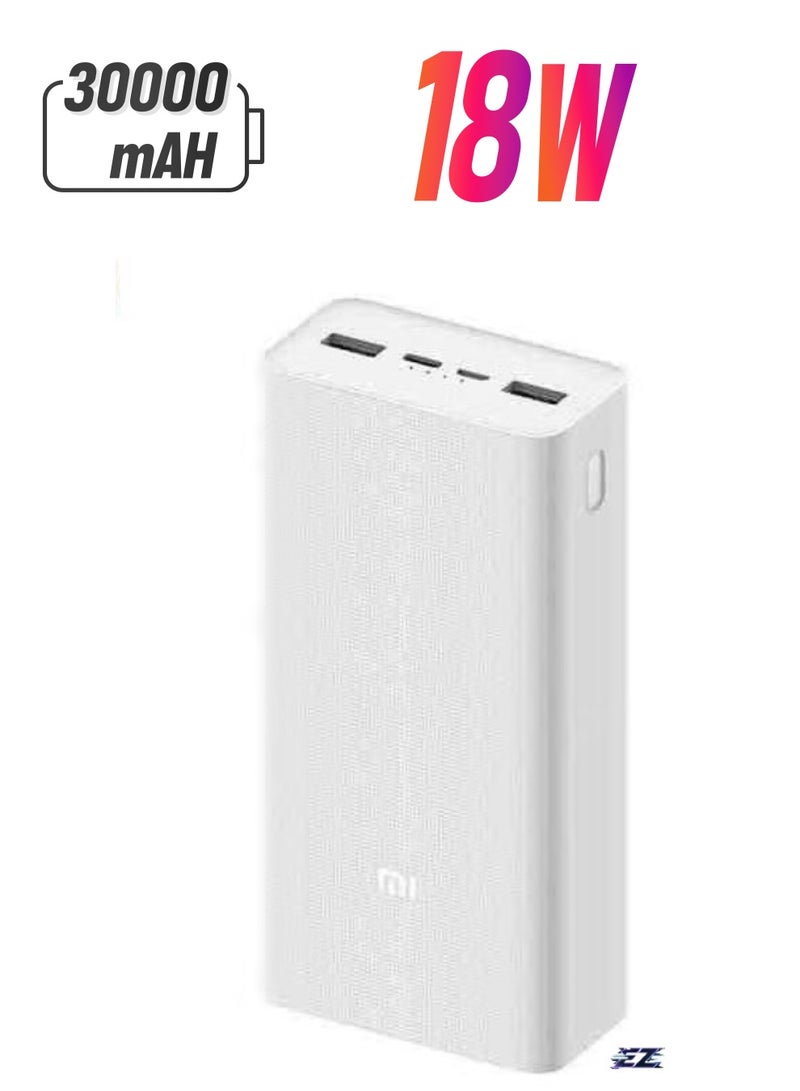 ELTRAZONE Xiaomi Power Bank 3 – 30,000mAh PB3018ZM – 3 USB Ports, Type-C, 18W Fast Charging, Portable External Battery – High Capacity Powerbank for Phones, Tablets, and More - Image 1