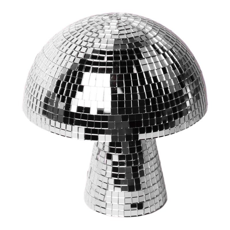 Mushroom Disco Ball Silver Premium Plastic With Secure Mirrored Tiles - Captivating Color Reflections Durable Mirror Ball Table Decor for Home Stage Bar Holiday Birthday Party Supplies - Image 3