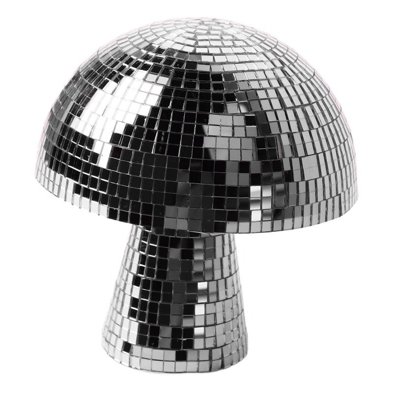 Mushroom Disco Ball Silver Premium Plastic With Secure Mirrored Tiles - Captivating Color Reflections Durable Mirror Ball Table Decor for Home Stage Bar Holiday Birthday Party Supplies - Image 4