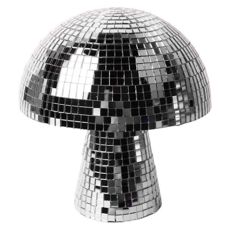 Mushroom Disco Ball Silver Premium Plastic With Secure Mirrored Tiles - Captivating Color Reflections Durable Mirror Ball Table Decor for Home Stage Bar Holiday Birthday Party Supplies - Image 5