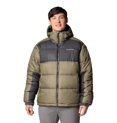 Columbia Mens Pike Lake II Hooded Jacket, Stone Green/Shark, Small - Image 1