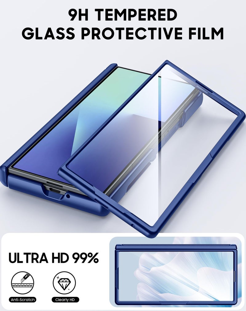 Vizvera for Samsung Galaxy Z Fold 7 Case RFID Wallet with Cards Holder [Hinge Cover] [Camera Cover] Shockproof Silicone Protective Phone Case for Z Fold 7 2025-Blue - Image 5