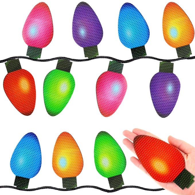 Large Reflective Christmas Magnets Lights for Car Exterior Refrigerator Magnetic Lights Bulb Christmas Car Decoration Magnets for Home Garage Door or Metal Surface268 x 504 Inch22 Pcs