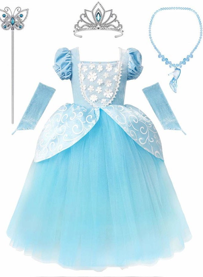 CQDY Cinderella Dress Princess Costume Halloween Party Dress up Blue, Blue 2, 2-3 years - Image 2