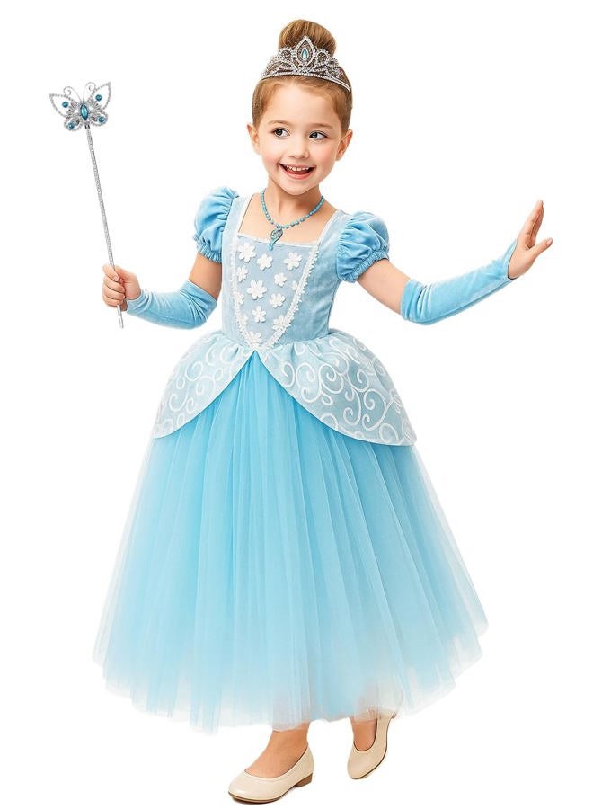 CQDY Cinderella Dress Princess Costume Halloween Party Dress up Blue, Blue 2, 2-3 years - Image 3