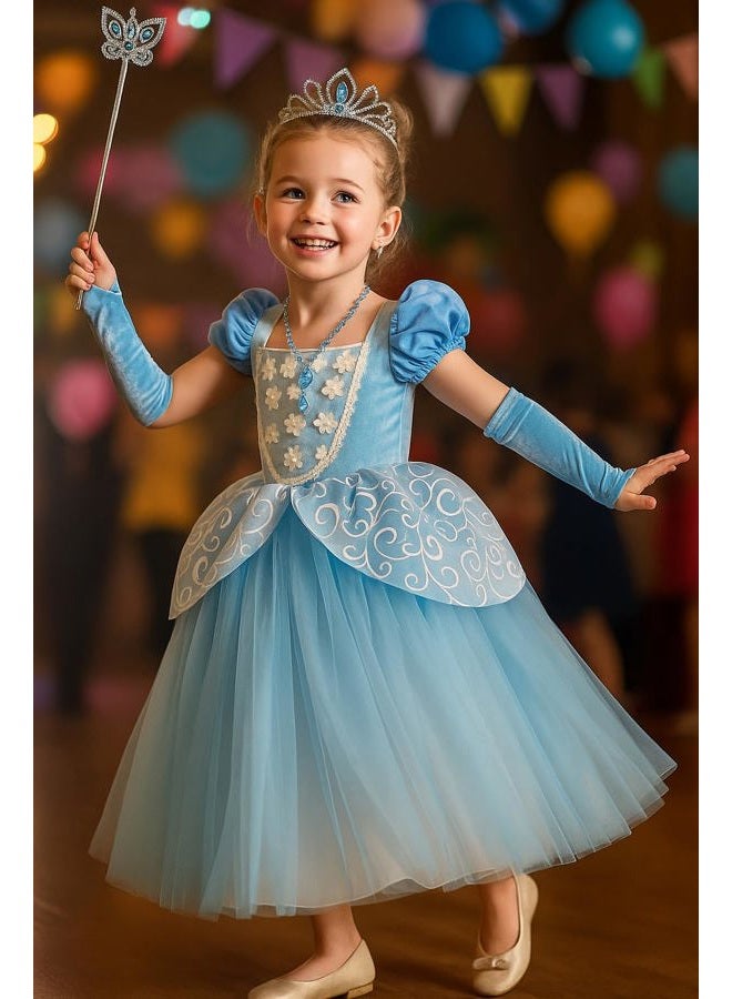 CQDY Cinderella Dress Princess Costume Halloween Party Dress up Blue, Blue 2, 2-3 years - Image 5