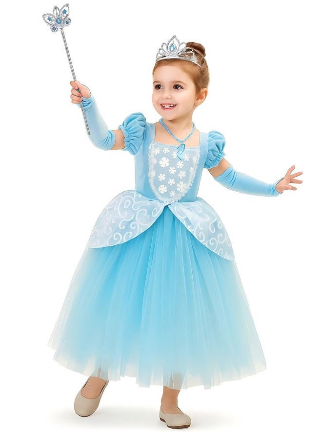 CQDY Cinderella Dress Princess Costume Halloween Party Dress up Blue, Blue 2, 2-3 years - Image 4