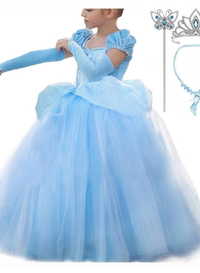 CQDY Cinderella Dress Princess Costume Halloween Party Dress up Blue, Blue 2, 2-3 years - Image 1