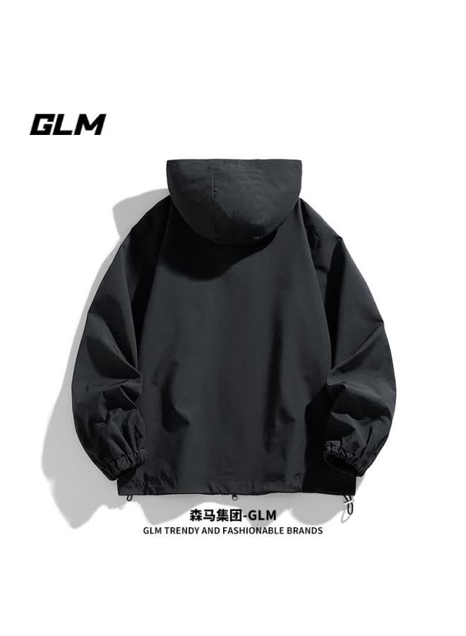 Glm Men's Hooded Jacket Autumn Winter Trendy Loose Fit Sports Outdoor Casual Hard Shell Coat - Image 2