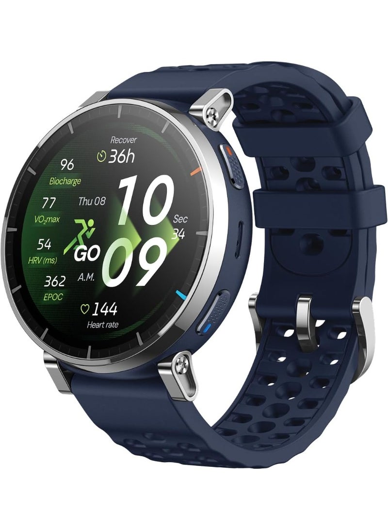 ساعة ذكية للركض مع GPS نشط 3 بريميوم، شاشة AMOLED ياقوتية بحجم 1.32 بوصة، بطارية تدوم 12 يومًا، سعة 4 جيجابايت، خرائط غير متصلة، أكثر من 170 وضع تمرين - Image 1
