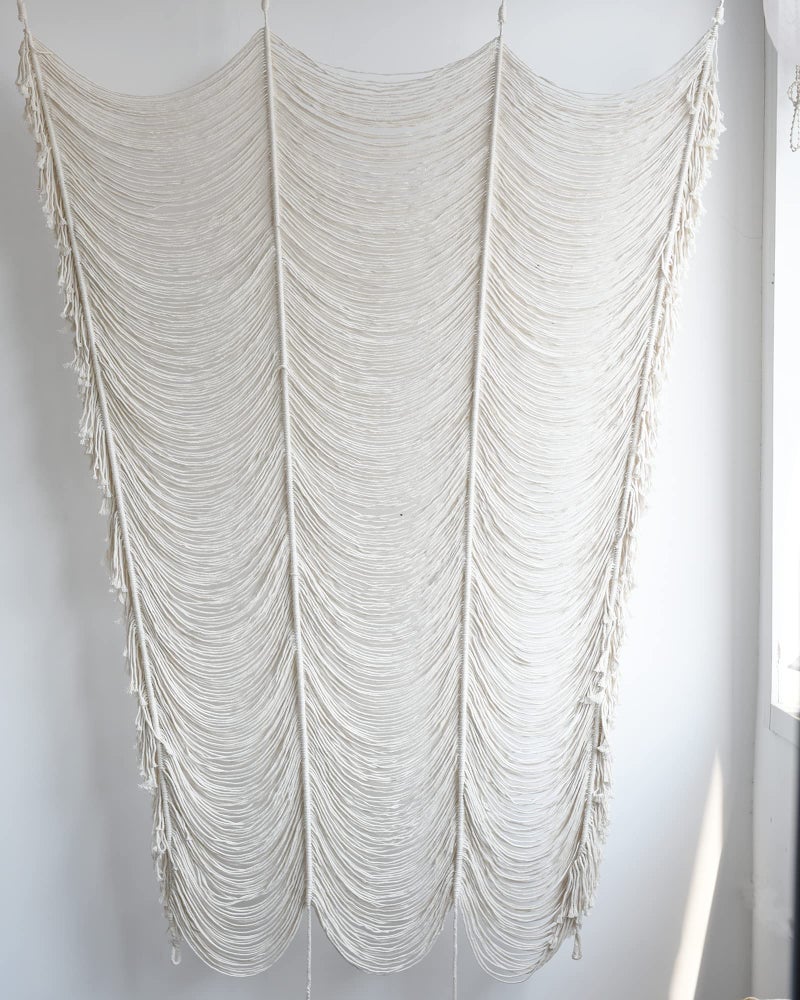 Flber Macrame Curtain Boho Curtain Doorway Window Wall Decor Fiber Yarn Art Craftsmanship Bedroom Headboard DÃ©cor,59" W x 75" H(1 Panel) - Image 5