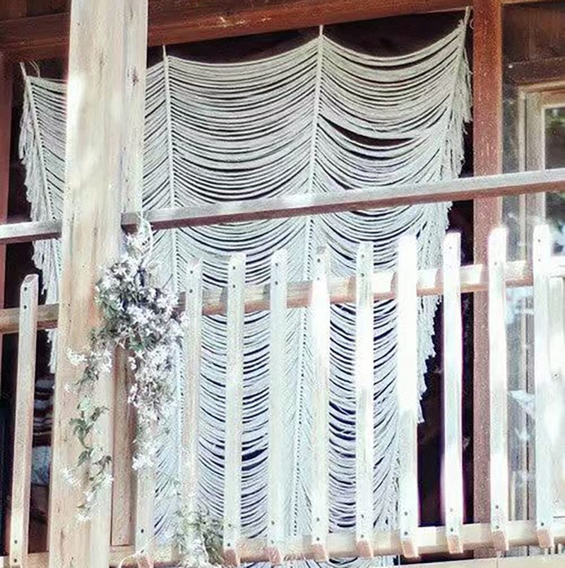 Flber Macrame Curtain Boho Curtain Doorway Window Wall Decor Fiber Yarn Art Craftsmanship Bedroom Headboard DÃ©cor,59" W x 75" H(1 Panel) - Image 3