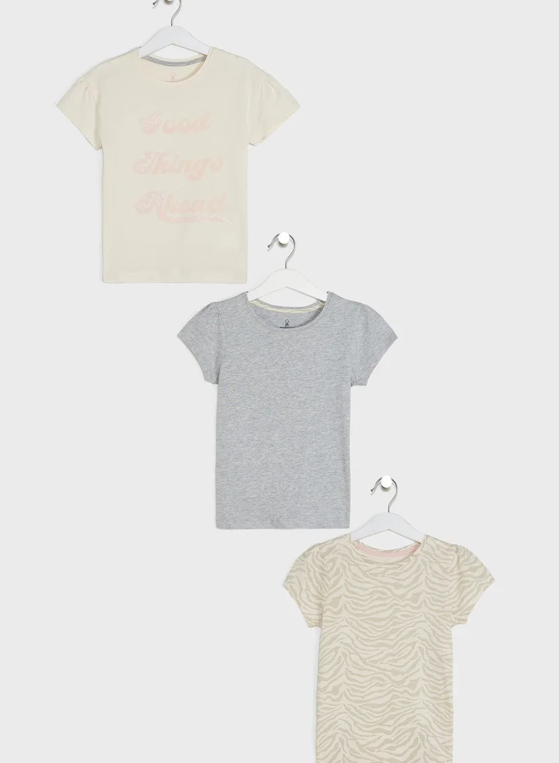mothercare Kids 3 Pack Slogan T-Shirt