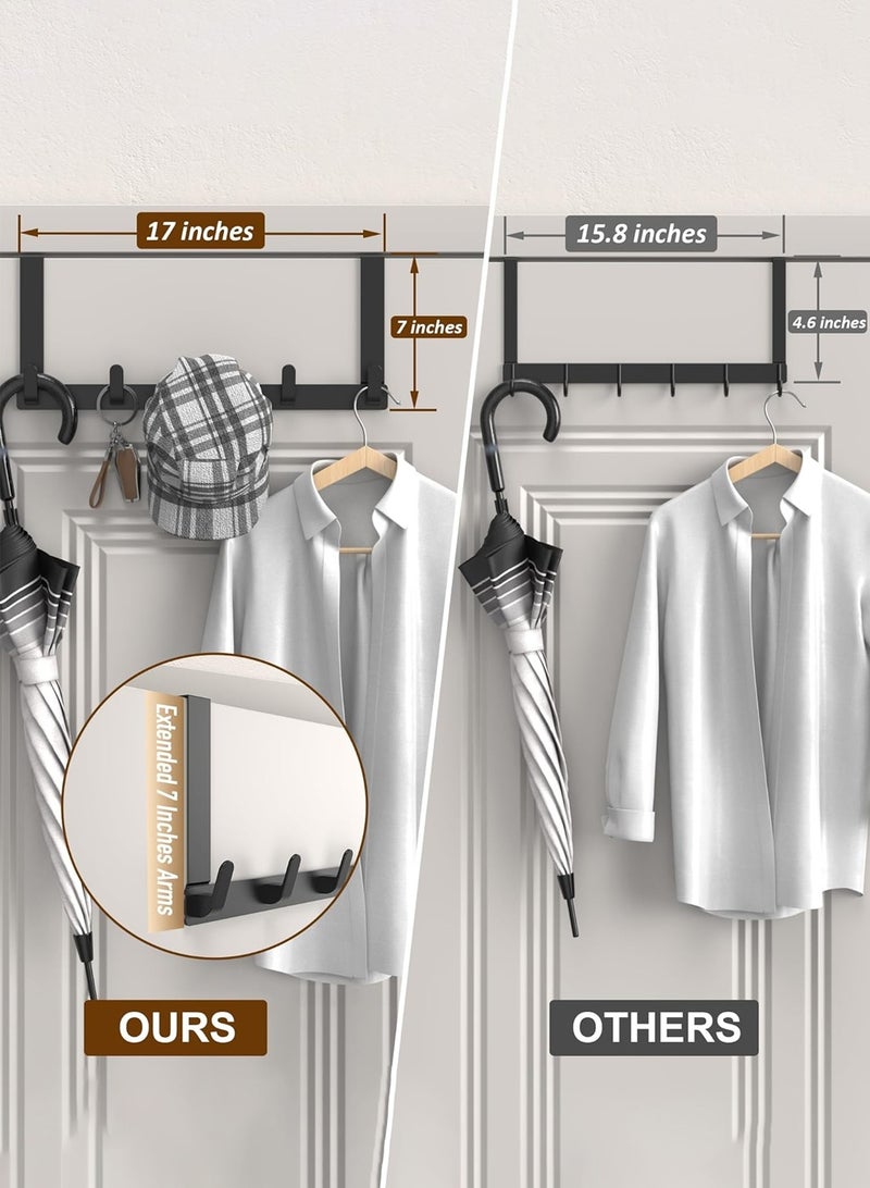 Over The Door Hooks Hanger with Extended Arms for Easy Use by Women, Fits 1 3/4" Doors, Bathroom Accessories and Towel Rack Organization , Matte Black - Image 2