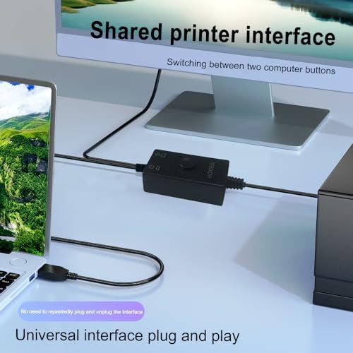HOXIBSL Printer Cable Splitter 1 in 2 Out (4.5M/14.7FT)，with Toggle Switch, for Two Computers Share One Printer、Scanner、Fax Machine、USB External Devices - Image 4