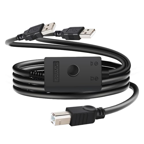 HOXIBSL Printer Cable Splitter 1 in 2 Out (4.5M/14.7FT)，with Toggle Switch, for Two Computers Share One Printer、Scanner、Fax Machine、USB External Devices - Image 1