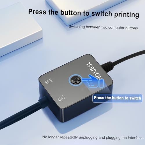 HOXIBSL Printer Cable Splitter 1 in 2 Out (4.5M/14.7FT)，with Toggle Switch, for Two Computers Share One Printer、Scanner、Fax Machine、USB External Devices - Image 5
