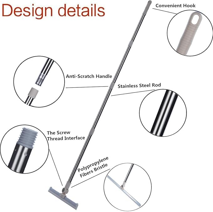 LEKORED Multifunctional Magic Broom Floor Squeegee with Long Handle Adjustable and Silicone Strips Floor Washer with 180 Degree Rotating Squeegee Broom for Cleaning Wiper 52 CM - Image 3