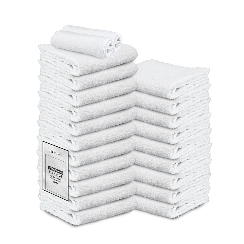 STF Linen Hand Towels (Pack of 24) White Economy Towels Salon Towels - 100% Cotton Spa Towel â€“ 16 x 27 Inches Highly Absorbable, Facial, Gym, Hair, Face Towel Bulk - Image 1