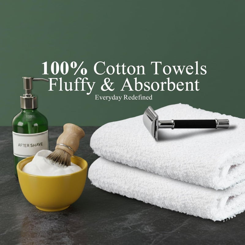 STF Linen Hand Towels (Pack of 24) White Economy Towels Salon Towels - 100% Cotton Spa Towel â€“ 16 x 27 Inches Highly Absorbable, Facial, Gym, Hair, Face Towel Bulk - Image 3