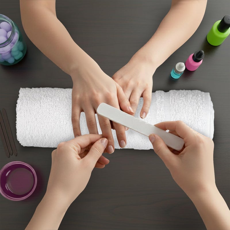 STF Linen Hand Towels (Pack of 24) White Economy Towels Salon Towels - 100% Cotton Spa Towel â€“ 16 x 27 Inches Highly Absorbable, Facial, Gym, Hair, Face Towel Bulk - Image 4