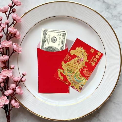 ELLZK Red Envelopes Chinese New Year Horse 2026 Chinese New Year Lunar New Year Decorations Lucky Money Envelopes Gifts(6 Patterns 36 Pcs) Gold Foil - Image 5