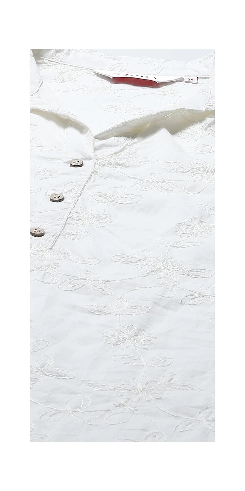 بيبا كورتا قصيرة مستقيمة مطرز بالقطن الأبيض