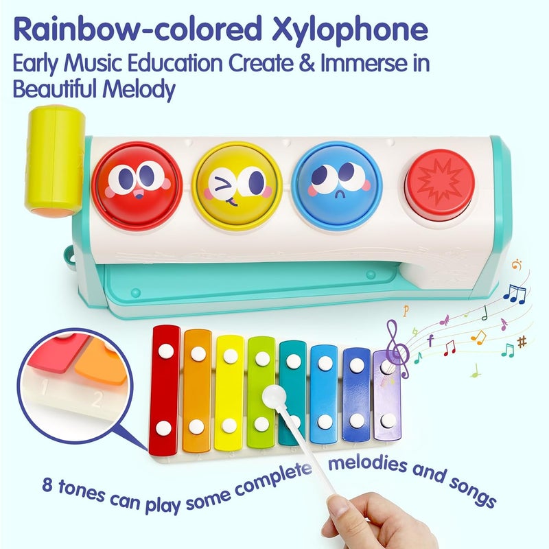 HOLA Toys for 1 Year Old Boy Birthday Gift, 4 in 1 Musical Pounding Xylophone Baby Toys 6-12-18 Months, Montessori Learning Toys for Toddlers 1-3, Early Educational Easter Basket Stuffers - Image 3