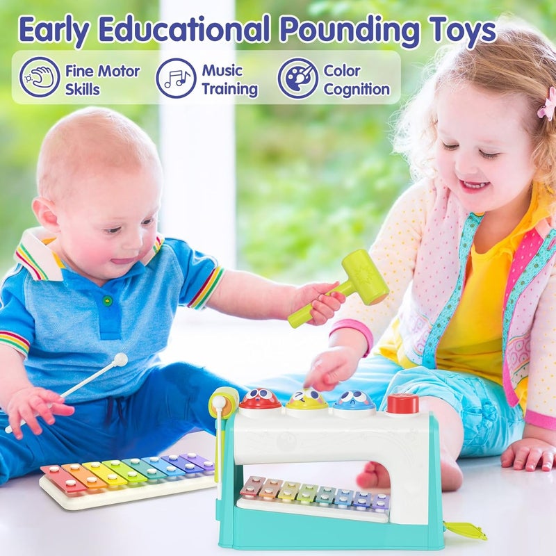 HOLA Toys for 1 Year Old Boy Birthday Gift, 4 in 1 Musical Pounding Xylophone Baby Toys 6-12-18 Months, Montessori Learning Toys for Toddlers 1-3, Early Educational Easter Basket Stuffers - Image 4