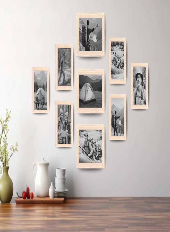 Dev Aastha Photo Frame Set for Wall Decoration – Pack of 9 Beige Frames, 5x7 inch(3 Pcs), 4x6 inch (6 Pcs) – Family Collage, Certificate & Picture Display for Home, Office & Gift Use - Image 1